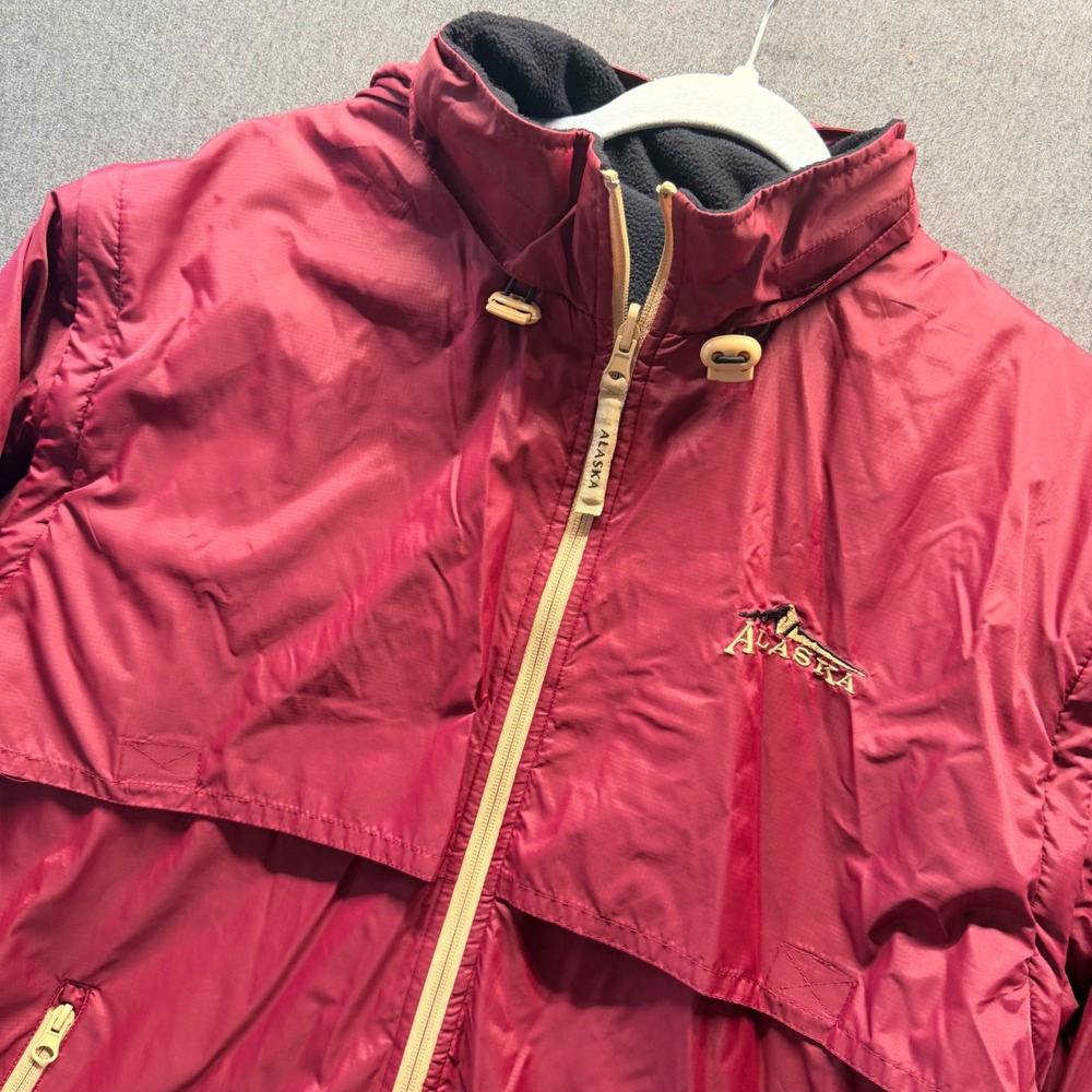 Alaska Reversible Fleece Lined Windbreaker Jacket Burgundy Black Full Zip Mens